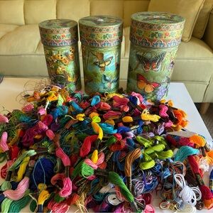 Large Vintage Embroidery Thread Lot w/ 3 vintage  Boxes – J&P Coats, DMC, IRIS